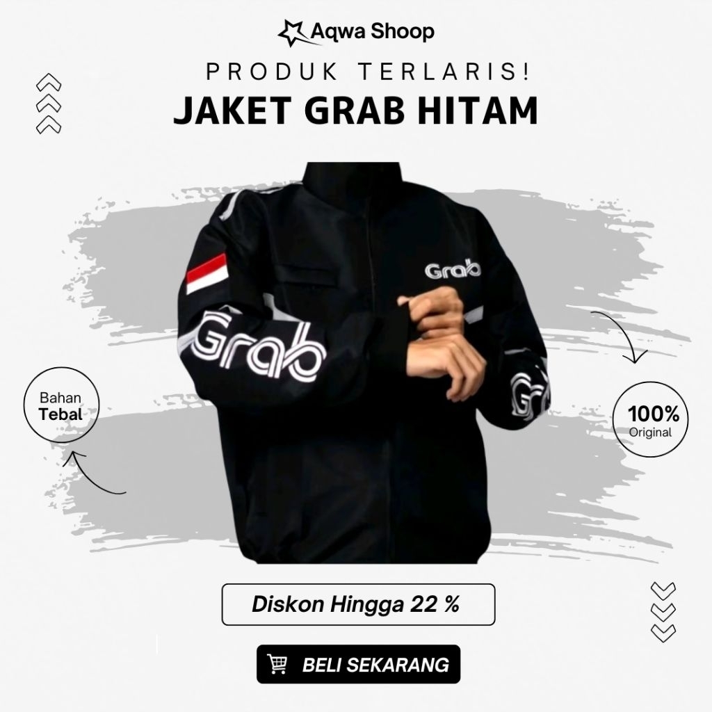 Jaket Driver Motor Full Hitam - GRB Hijau Bomber - GRB Kombinasi - GRB Thailand - Rompi GRB Bahan Te