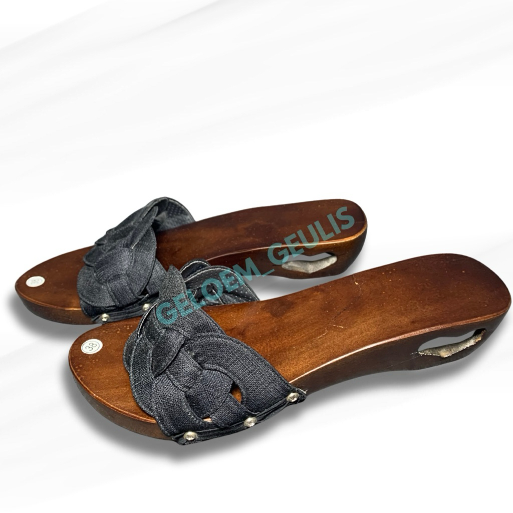 Sandal kayu wanita/sandal teplek kayu/kelom geulis ring