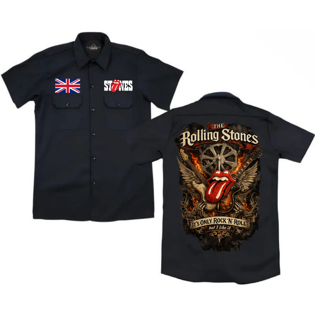 sreg Kemeja Kerja PDH Rolling Stone Logos Work Shirt