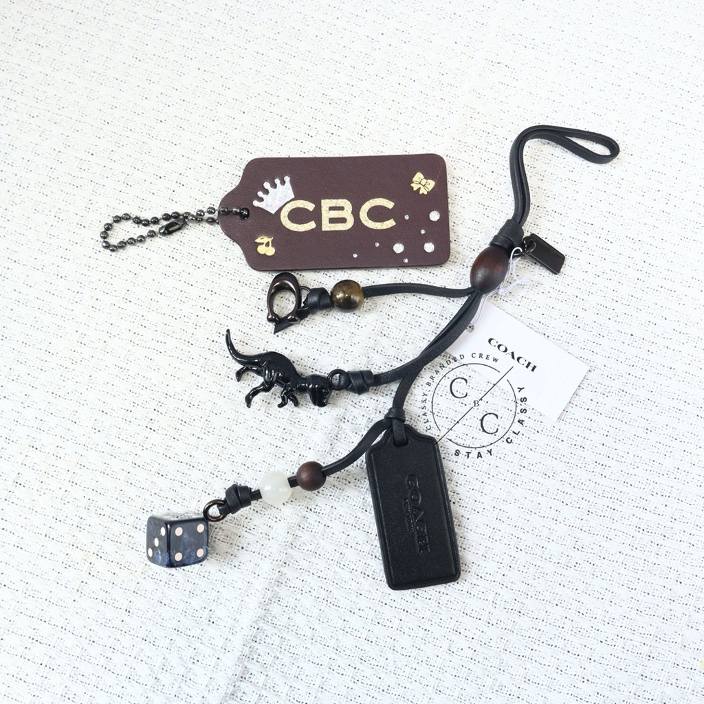 (Ready New) Coach Heritage Bag Charm Black Multi