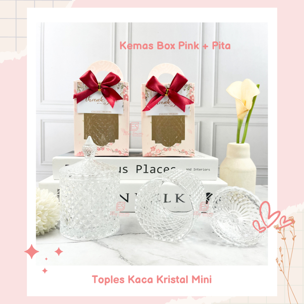 Souvenir Toples Kaca Mini Kristal Ukuran 6,5 cm kemasan Box