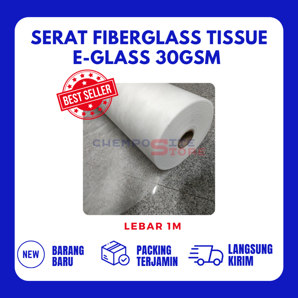 Serat mat tisu pelapis anti bocor @50m - fiberglas mat tissue halus waterprofing - fiber tissue @50M