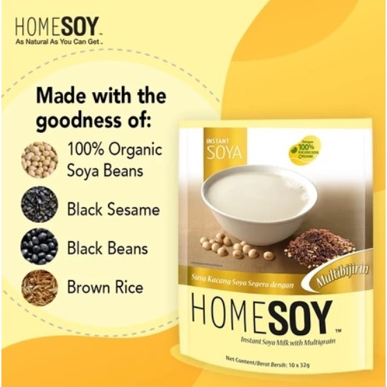 HOMESOY Instant Soy Milk with Multigrain Powder 32 Gr per Sachet