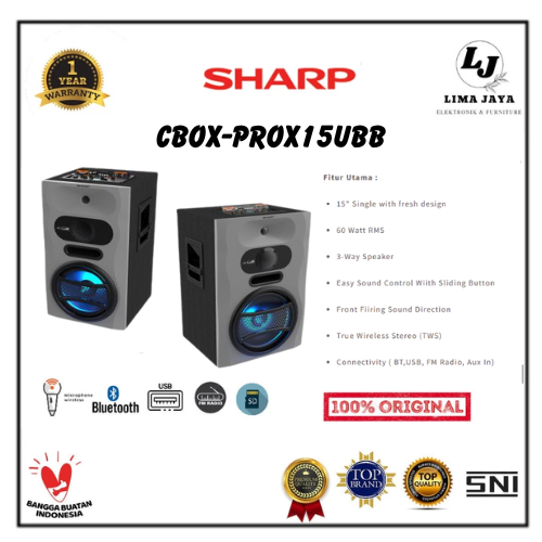 Sharp Audio dan Speaker CBOX-PROX15UBB Pro X Series Grey 110 Watt