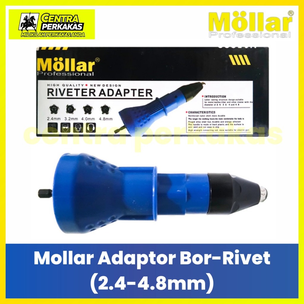 Mollar Adapter Tang Rivet 2.4mm-4.8mm - Mata Bor Rivet Converter Alat Pasang Paku Rivet Bor Cordless
