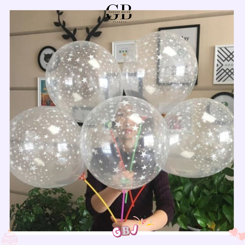GBJ - Balon Latex Bintang Transparan / Balon Transparan Star