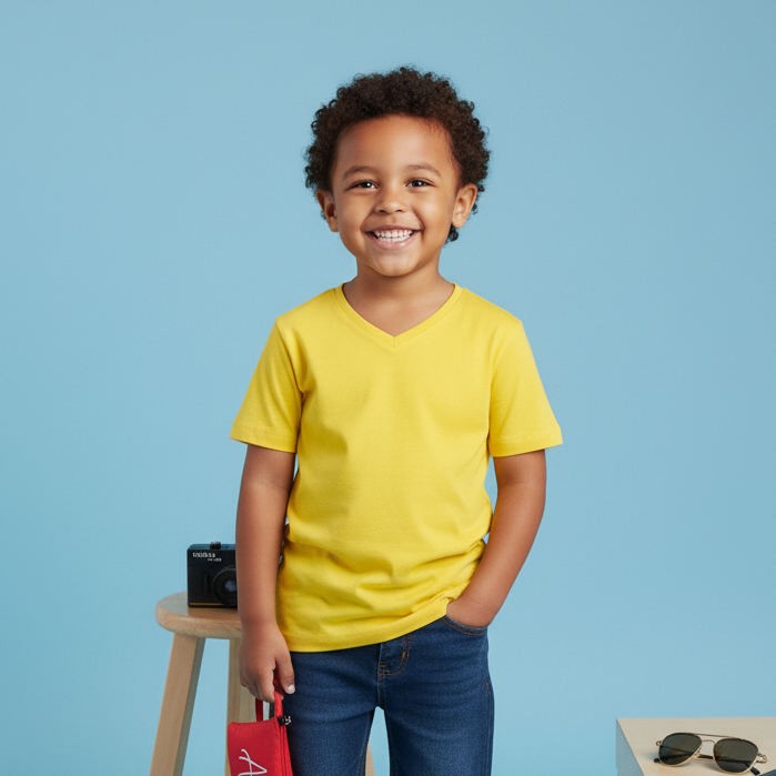 Kaos V neck Anak Aadeem Katun Bambu / Kaos Polos Anak Vneck Cotton Bamboo (6-12th)