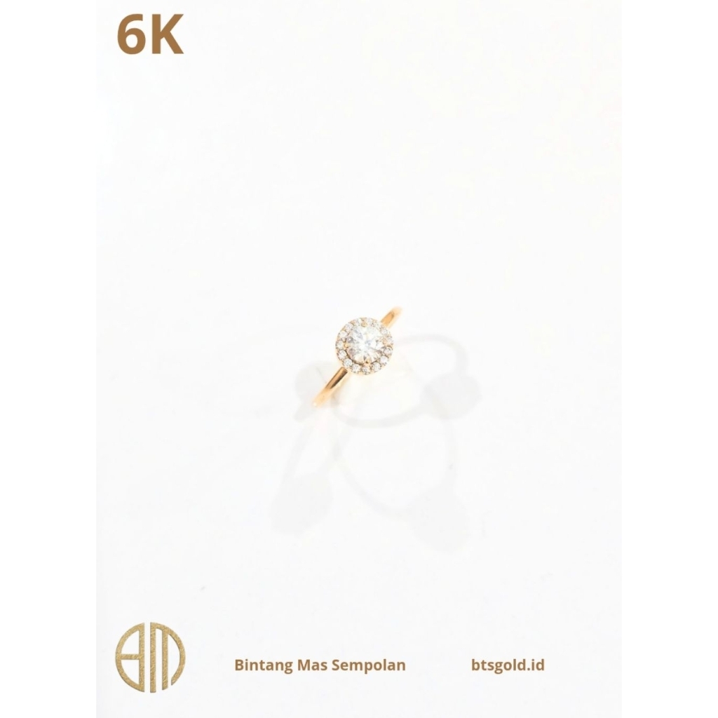 Cincin Solitare Permata Putih Emas Asli