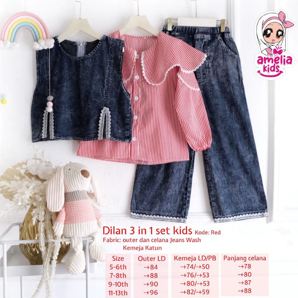 DILAN SETELAN ANAK TANGGUNG BY AMELIA KIDS ORIGINAL / SETELAN ANAK CEWEK 5-13 TAHUN BEST SELLER / SE