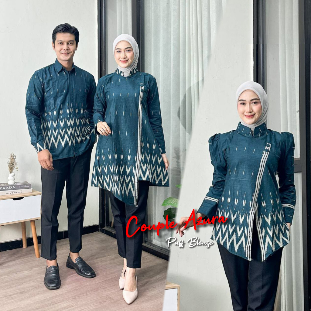 Atasan Tunik Blouse Batik Wanita Azura Kemeja Batik Pria