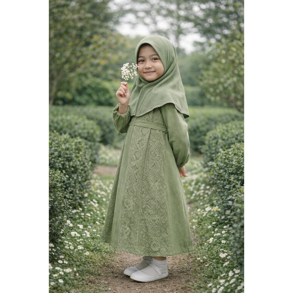 [Ataina] Gamis Anak Shakira Model Rompi Tempel Panjang