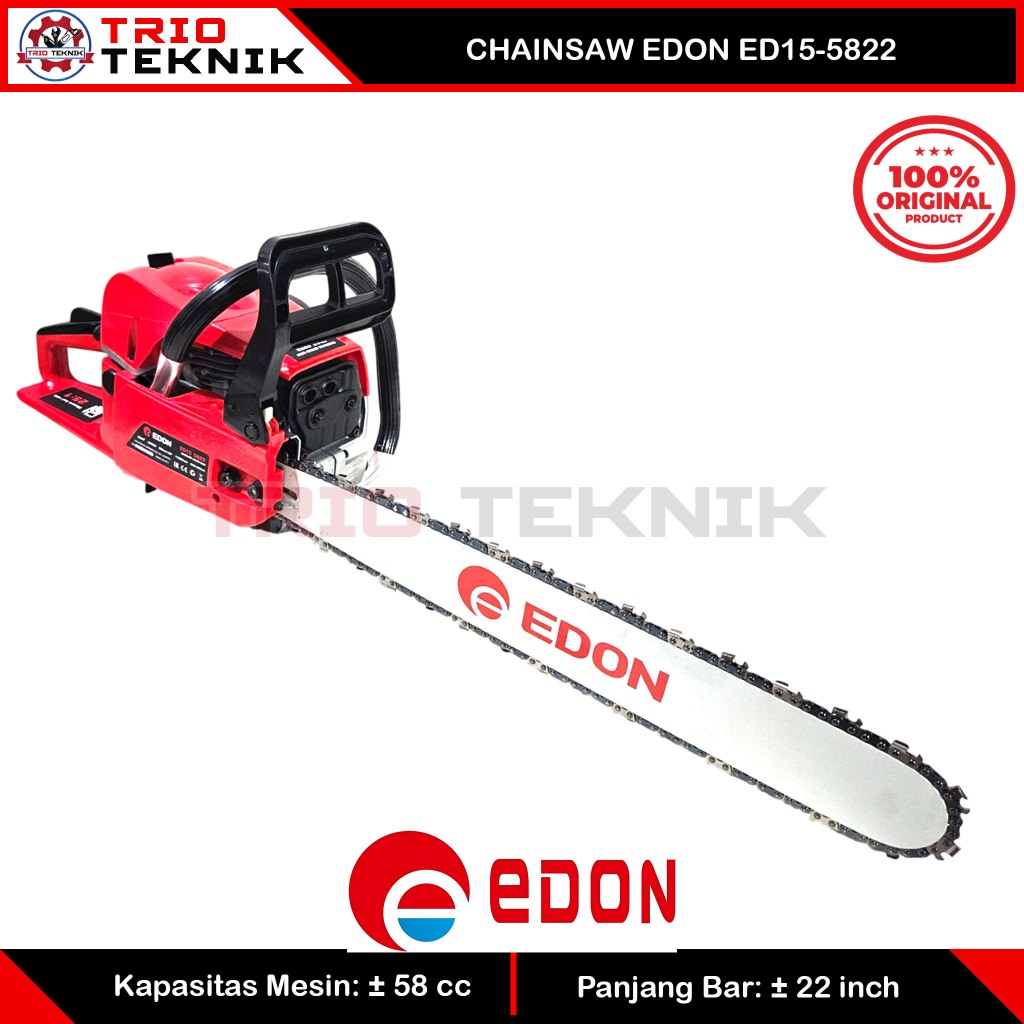 Mesin Gergaji Chainsaw 2Tak Edon 5822 22 Inch 58cc