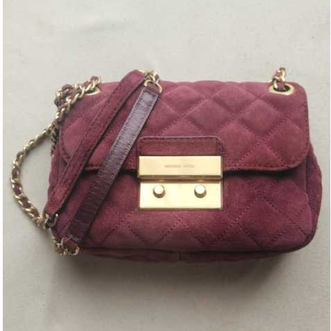 Tas Preloved Michel K0r Burgundy bahan Suede