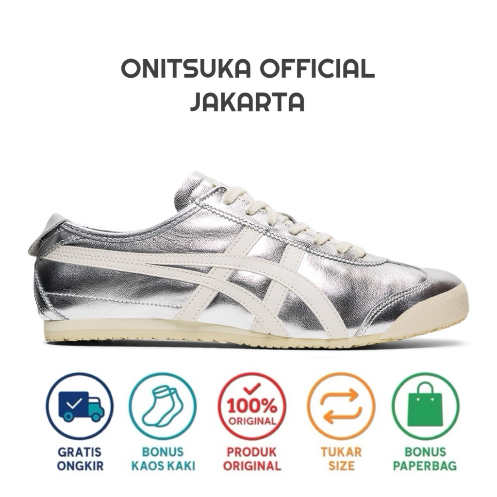 Sepatu Sneakers Onitsuka Tiger Mexico 66 Silver made in indonesia