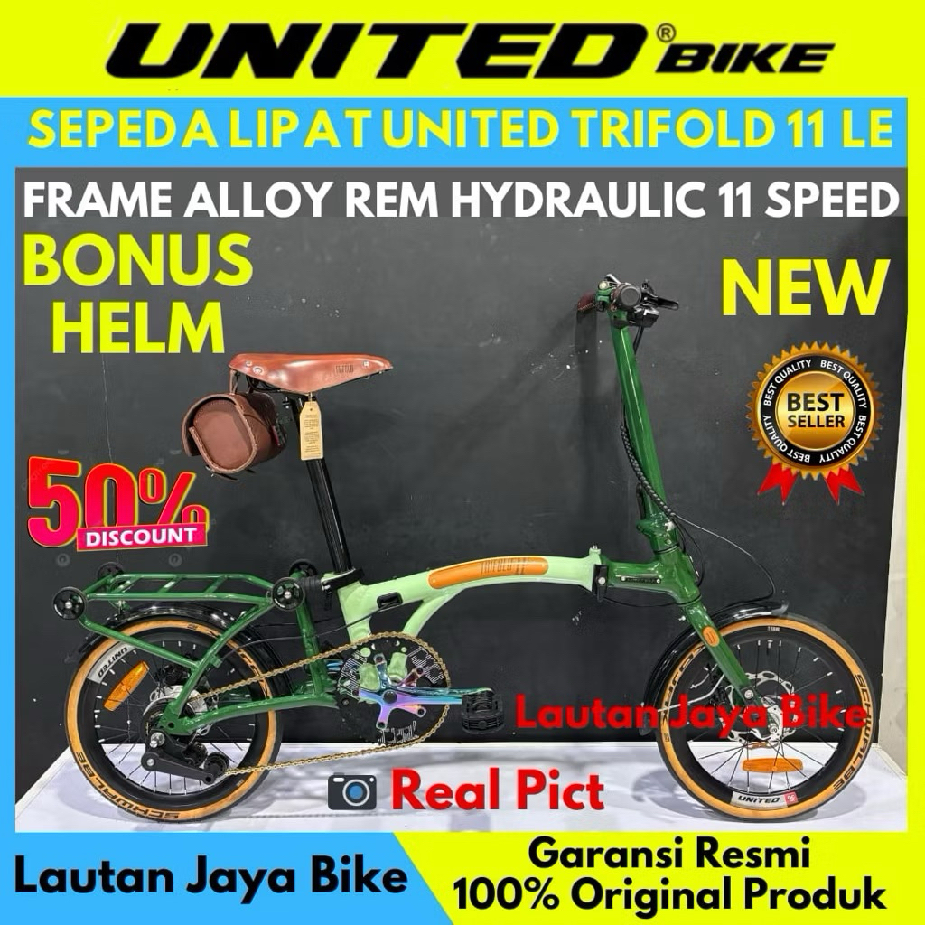 SEPEDA LIPAT 16 UNITED TRIFOLD 11s Leather Edision