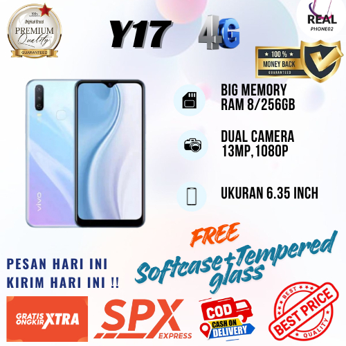 HP VIVO Y17 RAM 8 ROM 256GB Smartphone 4G LTE 6.35 Inches Dual SIM Garansi 1 Tahun