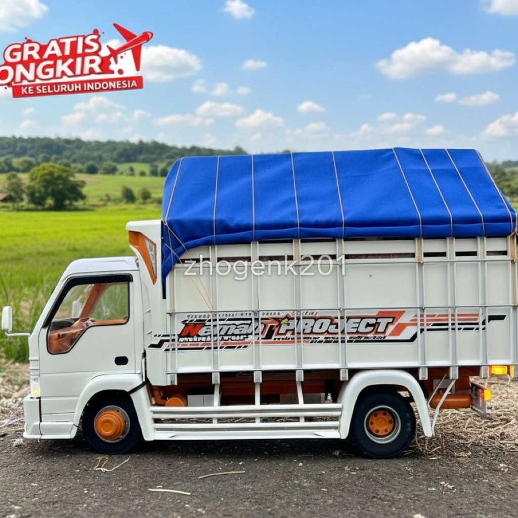 PROMO Miniatur TRUK OLENG Full Variasi Lampu Terpal Dari Kayu Asli - Mainan Anak Truk Oleng Non Rc P