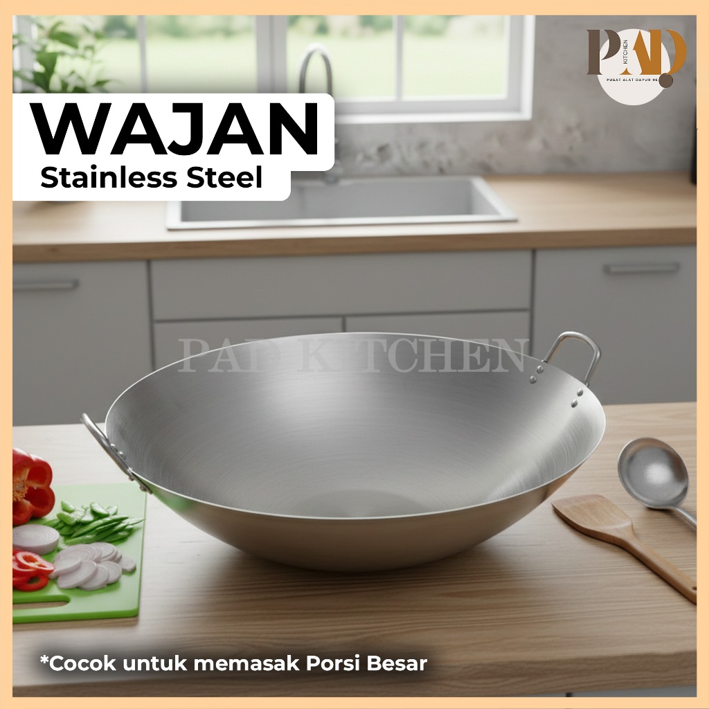 Wajan Kuali premium tebal/kuali Stainless steel/Wajan Stainless - Kuali Besar Katel Anti Lengket