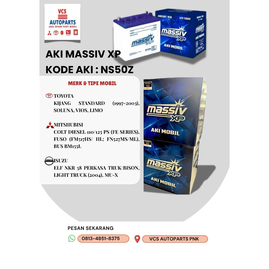 AKI MASSIV-Aki Mobil MASSIV NS50Z / N50Z 60Ah 12V