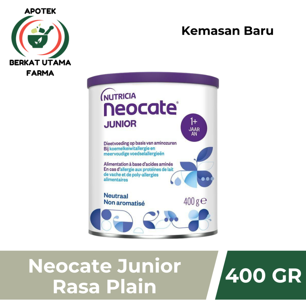 Neocate Junior 1-12 Tahun Susu Anak Alergi Protein Susu Sapi - Isi 400gr  Rasa Plain