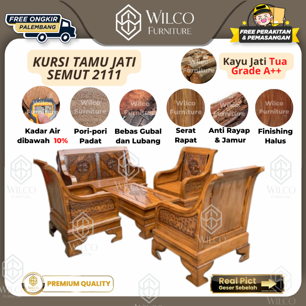 Kursi Tamu JATIRA Ukir Minimalis Semut  | Sofa Ukir 2111 Murah Jati Sofa Semut | Kursi Jati 2111 Mur