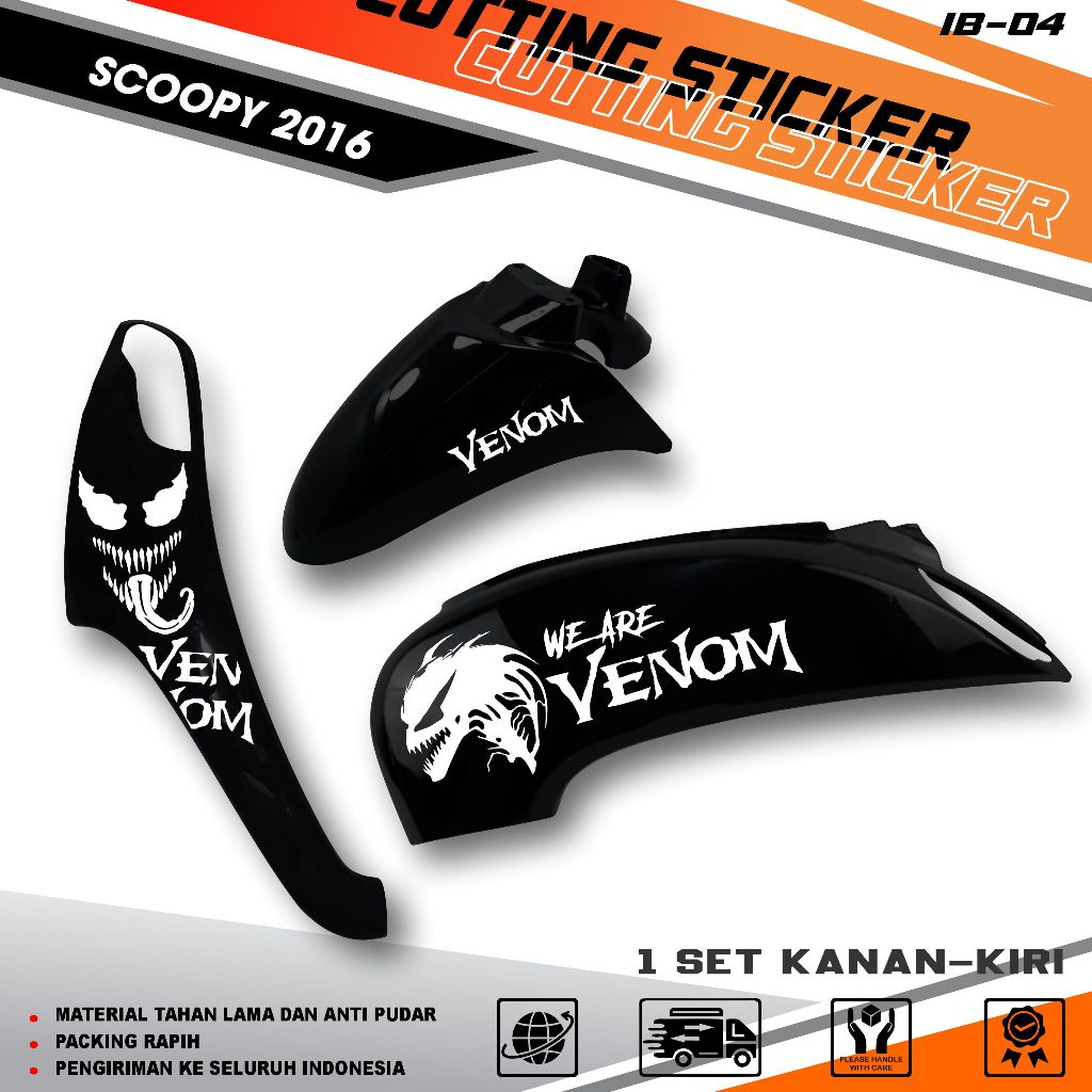 CUTTING STICKER HONDA SCOOPY 2014 - 2016 MOTIF VENOM SIMPLE KEREN