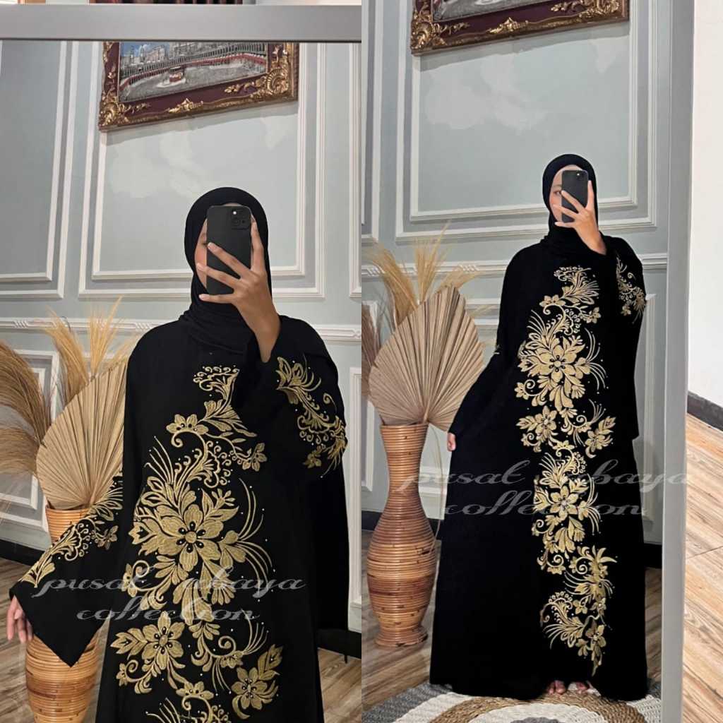 murah abaya bordir abaya bordir BUNGA BESAR abaya hitam abaya terbaru