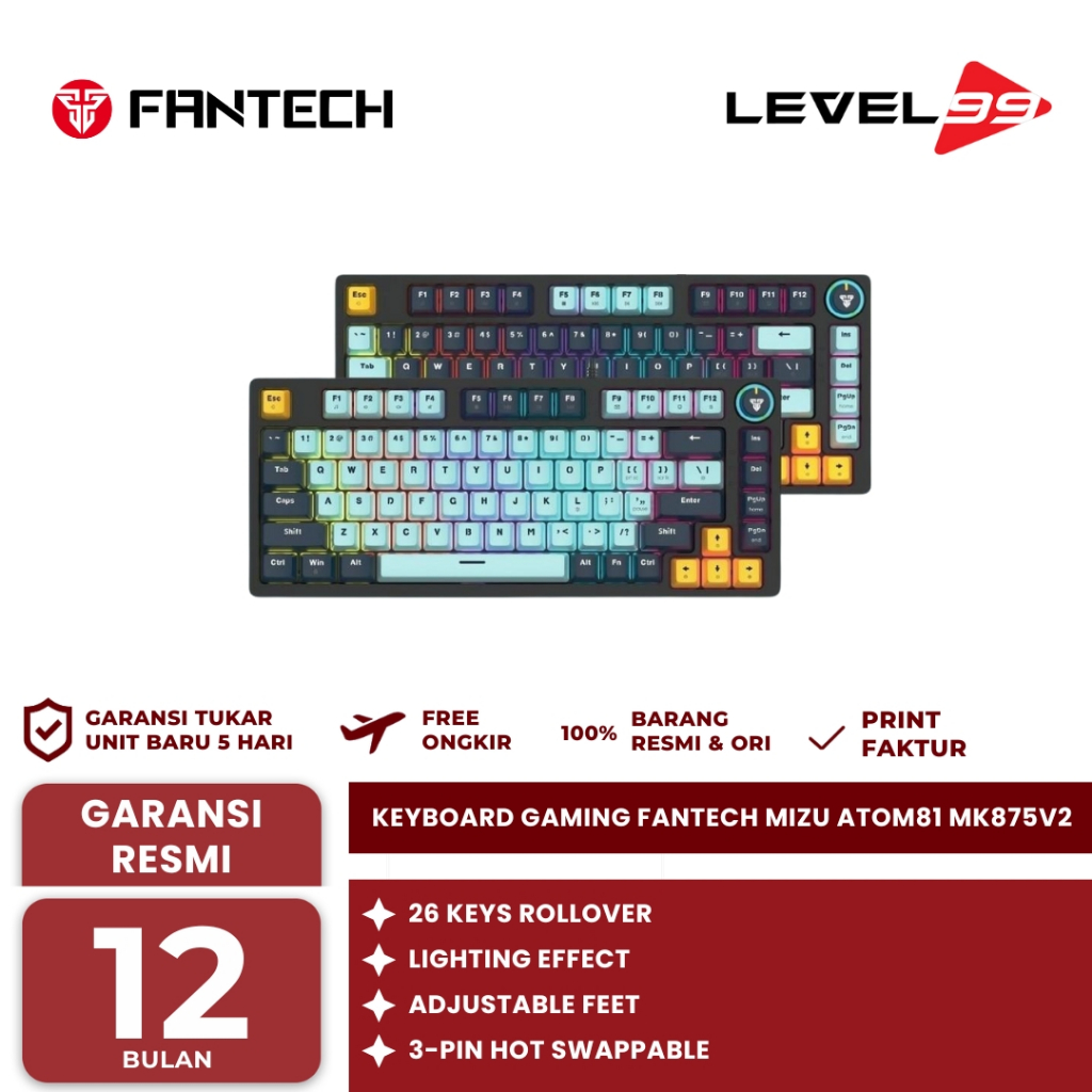 Fantech ATOM81 MK875 V2 / ATOM81-MK875 V2 Wired Mechanical Gaming Keyboard Mizu Edition - Keyboard G