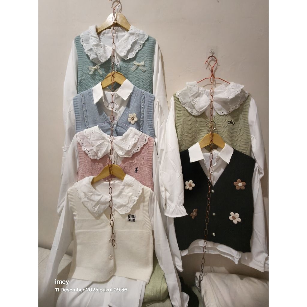 KEMEJA SET VEST WANITA IMPORT KOREAN STYLE
