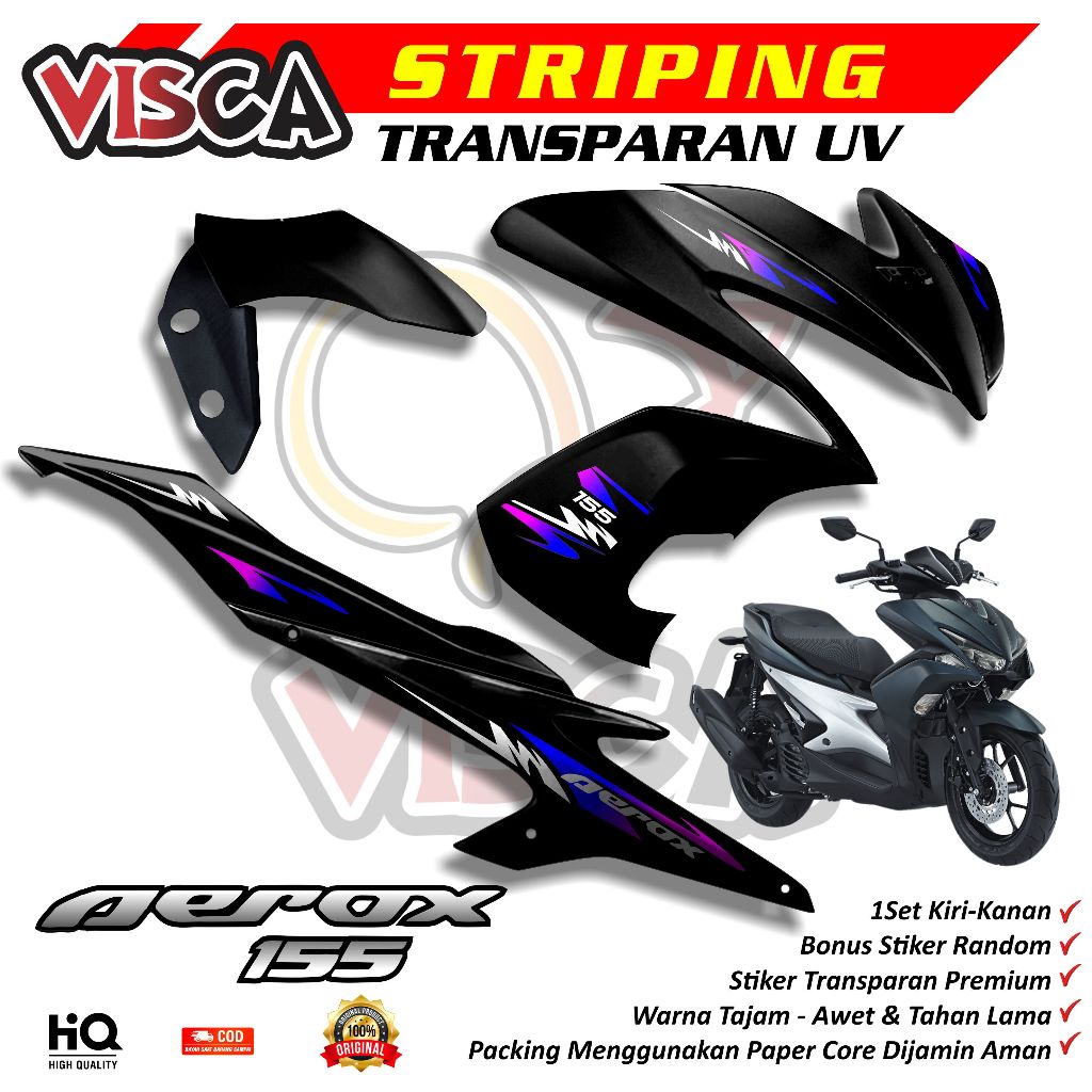 Striping Transparan Aerox Old 2018 2019 Desain Simpel Variasi Rayo