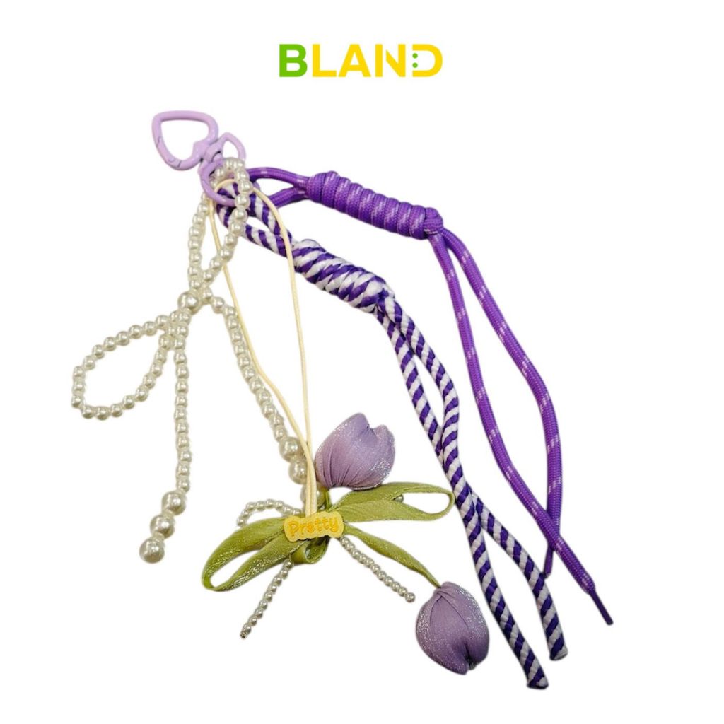 BLAND Bagcharm Ungu Aesthetic Bunga Tulip | Gantungan Tas Beads Vintage Strap Tali Kekinian
