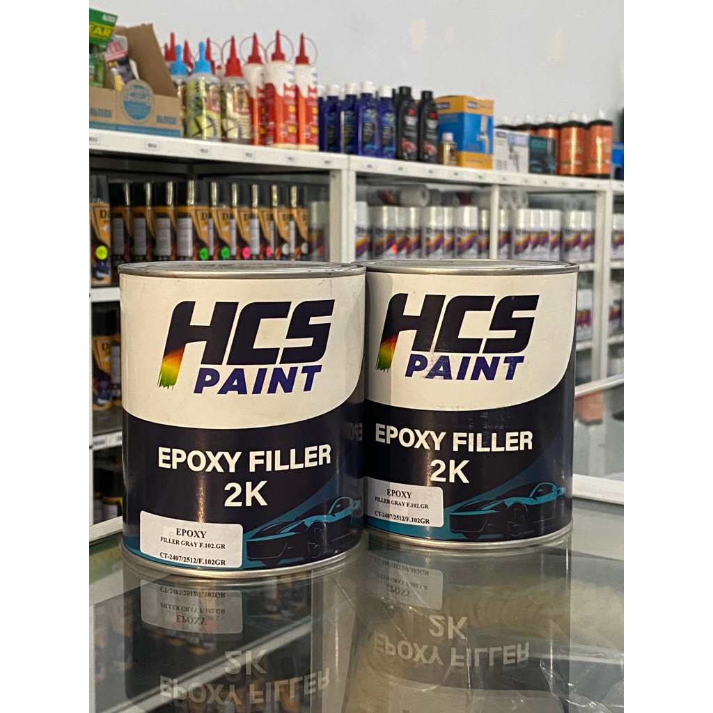 HCS Epoxy Filler 1Liter Set Warna grey / Epoxy Mobil