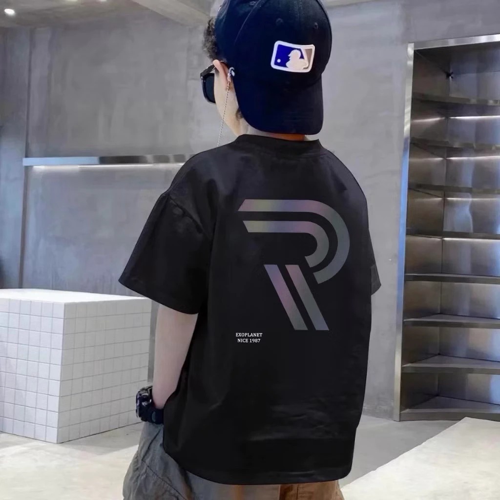 Baju Kaos Anak Laki Laki | T-shirt Terbaru Import Untuk Usia 2-12 Tahun | Cetakan huruf R ungu keren