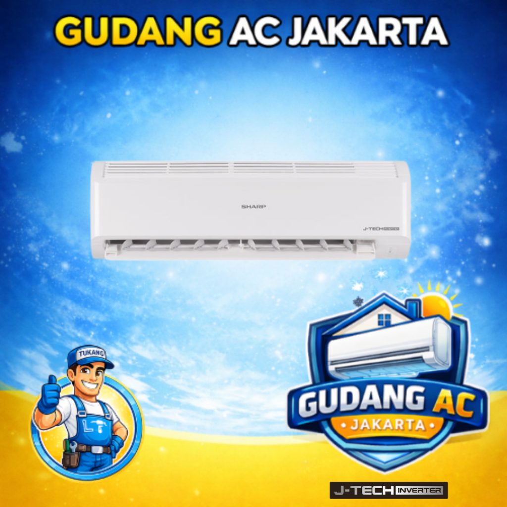 AC SHARP 1/2 PK - AHX06BEY - J-TECH INVERTER -  + PASANG