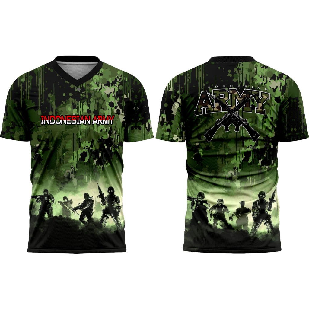 Kaos Jersey Dryfit Full Printing indonesia army//jersey TNI AD Kamuflase Pria Wanita S-4XL