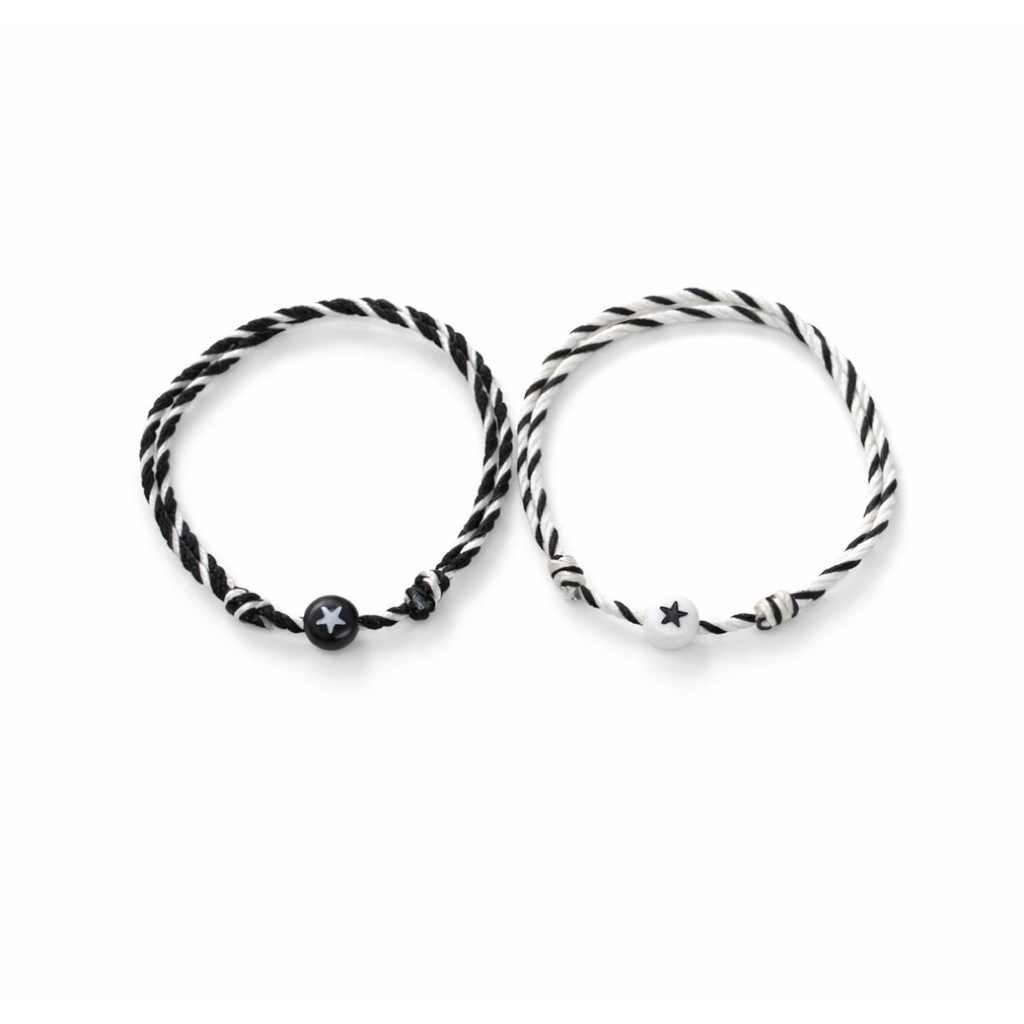 2Pcs Gelang Couple Tridatu Starboy Hitam Putih/Gelang Vintage Simpel Polos