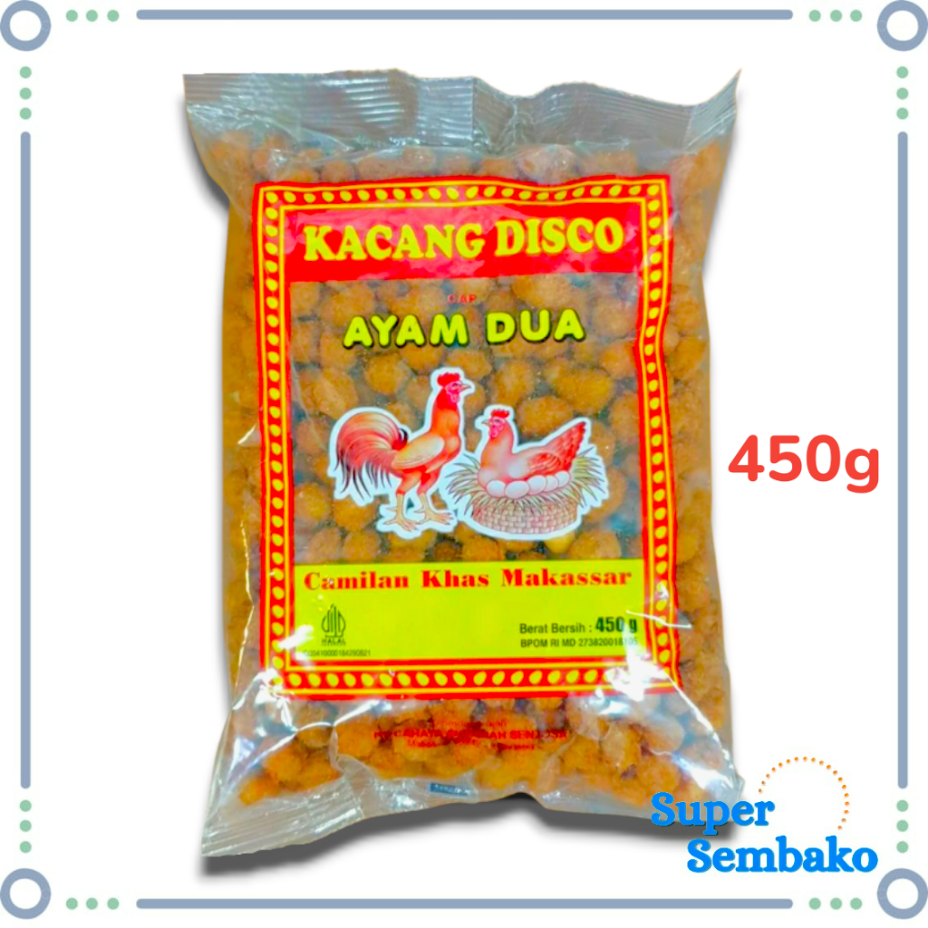 Snack Cemilan Kacang Disco Cap Ayam Dua 450g Oleh Oleh Khas Makassar Premium Grosir Murah
