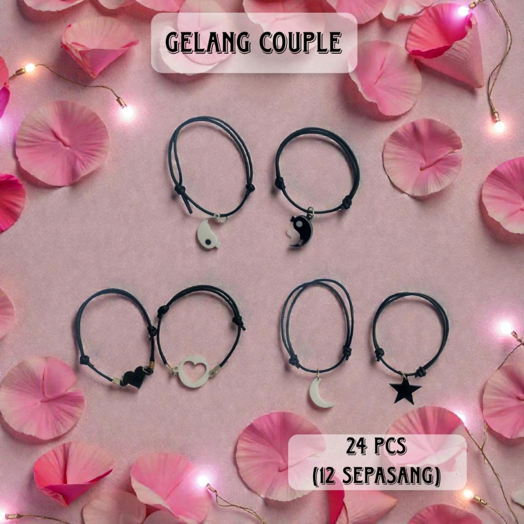 *Gelang Couple* 2 pcs (sepasang)  Gelang couple Korea tali serut gelang couple romantis bulan bintan