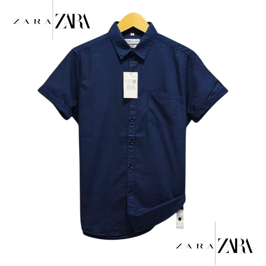 Kemeja Zara Lengan Pendek Pria Slim Fit Kasual
