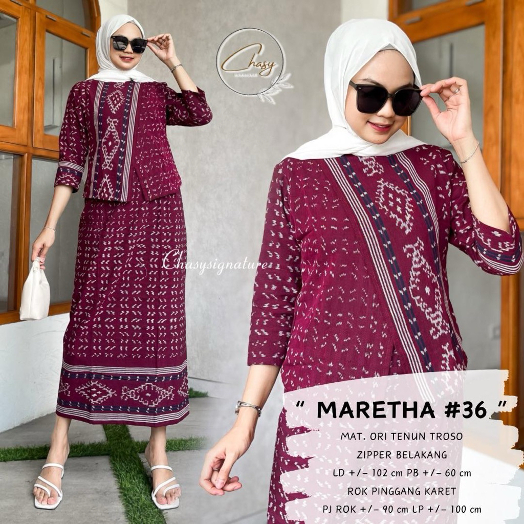 Maretha Set by Chasy Setelan Blouse dan Rok Tenun Troso Kondangan Outfit Batik Tenun
