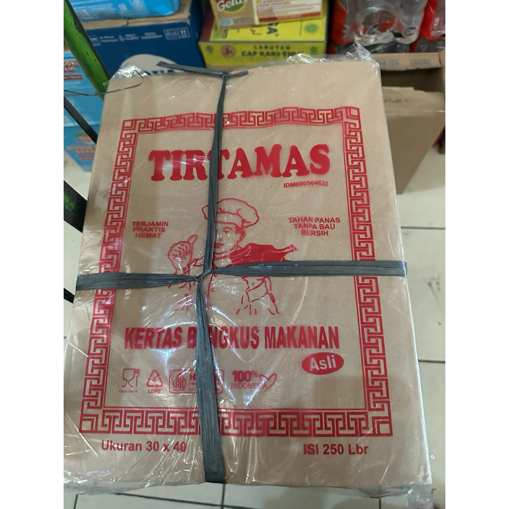 kertas minyak, kertas bungkus makan Tirtamas per pack isi 250pcs / kertas minyak tirtamas isi 250