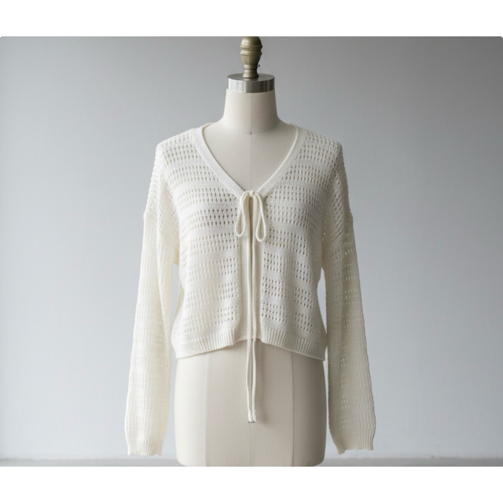 Adeline Outer Crop Jaring / Cardigan Crop Jaring Korea Knitwear Wanita Oversize