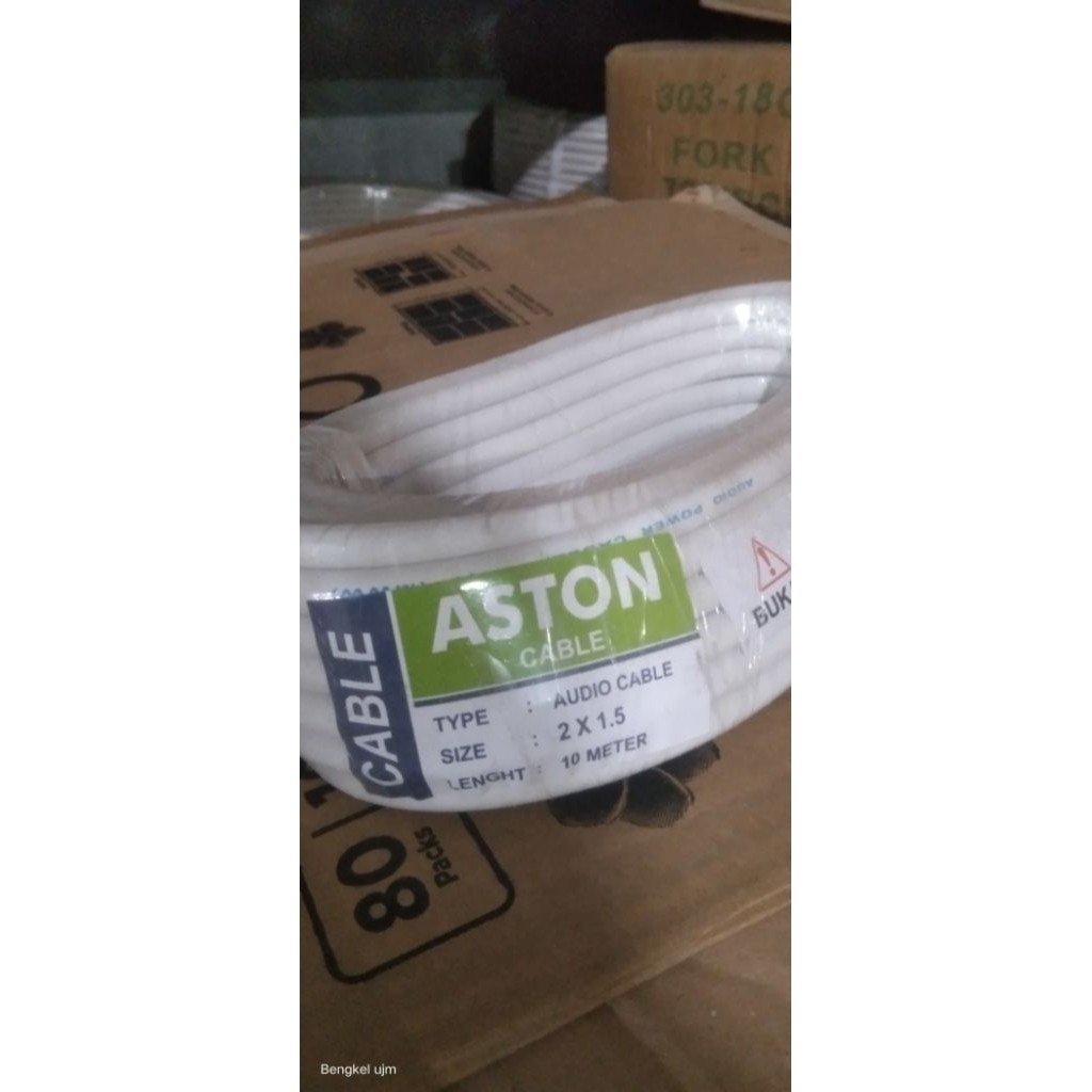 Aston kable listrik tembaga  2*1.5 10metr aston/1rol