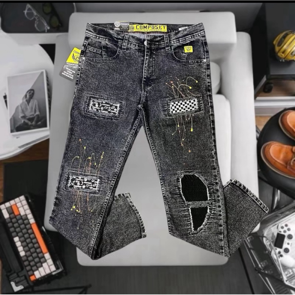 Celana panjang/celana pria/celana ripped pria/celana jeans pria/celana levis sobek/celana panjang mo