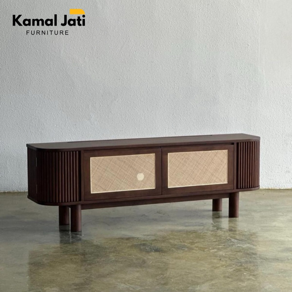 meja bufet nakas rotan jati asli jepara