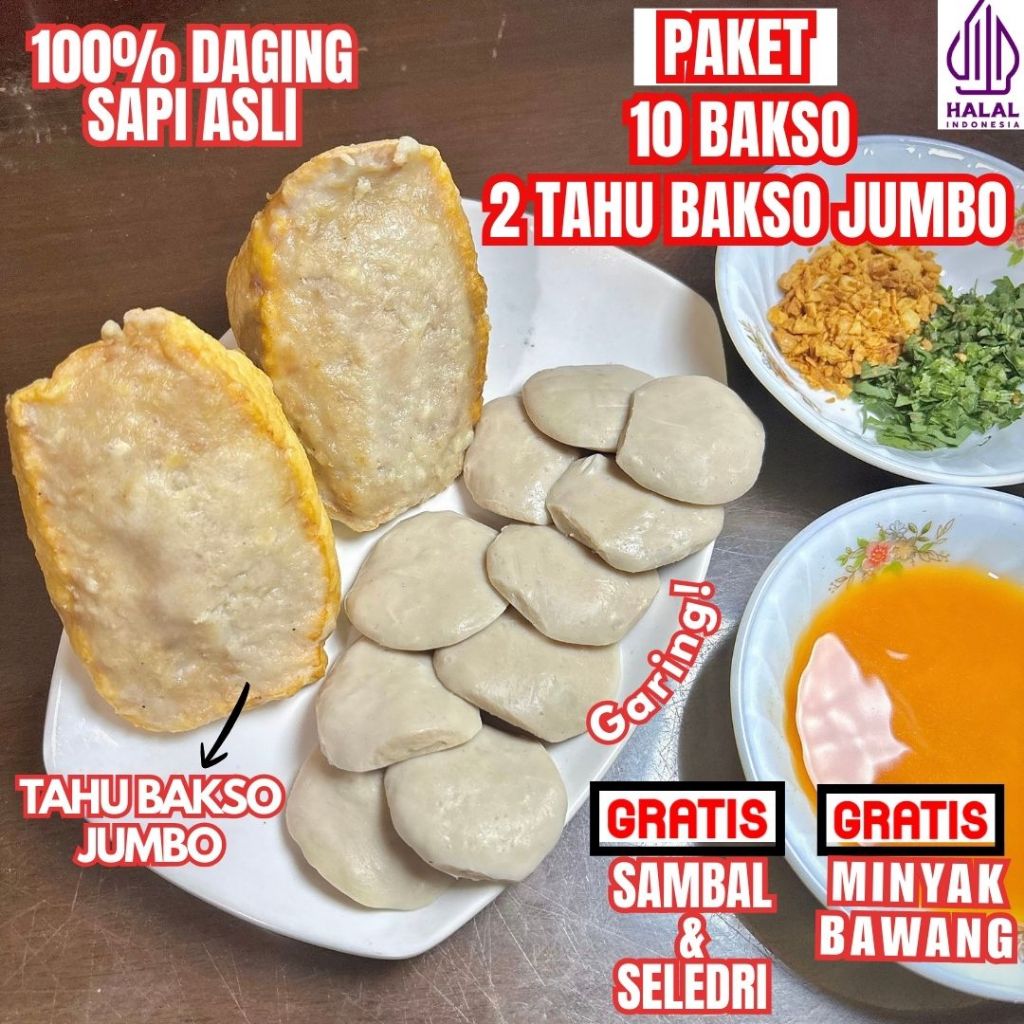 Paket Bakso Sapi Gepeng + Tahu Bakso Jumbo Frozen Halal | Bakso Sapi Frozen | Baso Sapi | Tahu Bakso