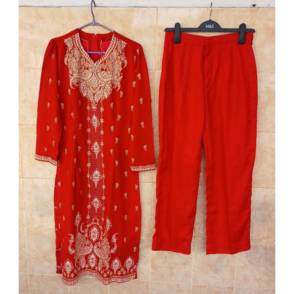 Oneset Setelan Celana  Printing Mewah Motif india, Setelan Celana Payet  Mix Bordir Preloved