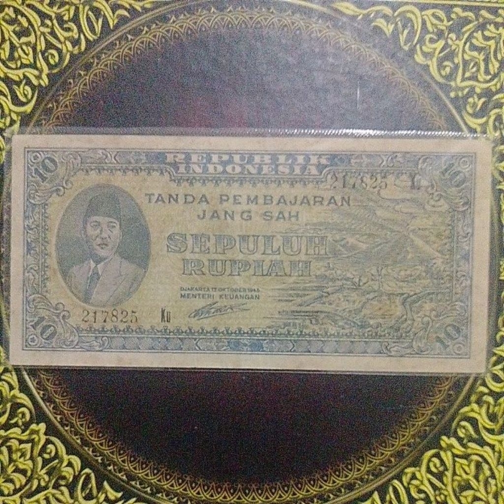 Uang ORI Sukarno 10 rupiah jakarta 1945 vf plus