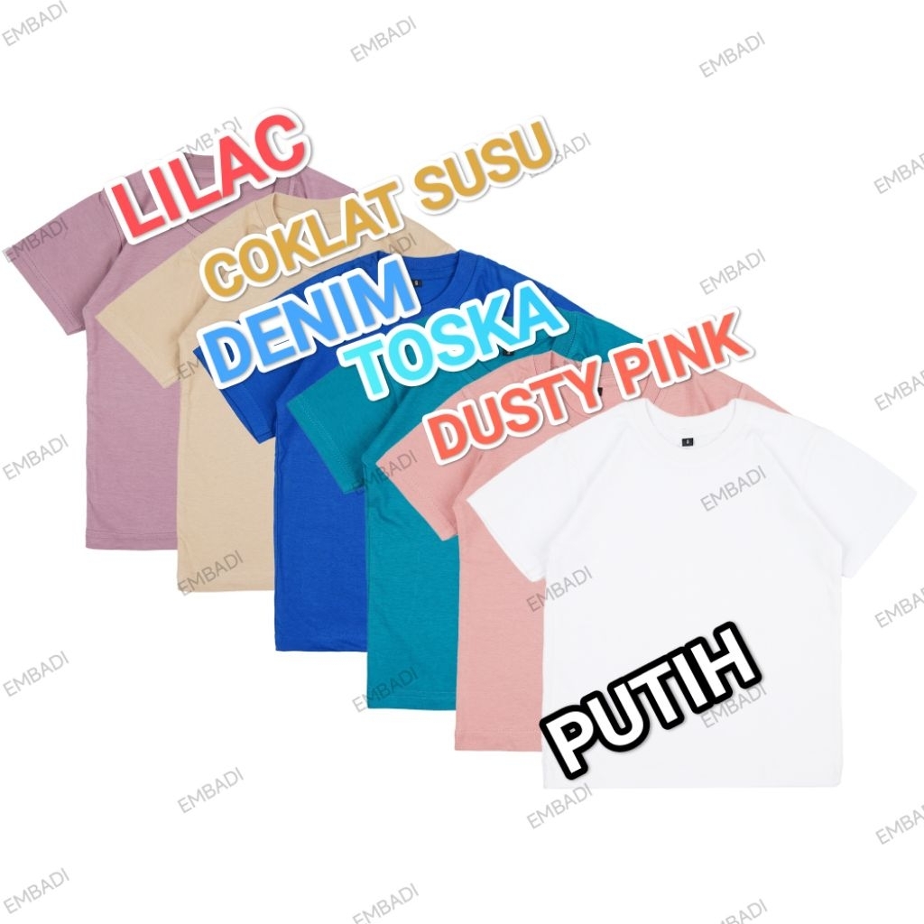 kaos anak polos Laki Laki / perempuan usia 1-12 tahun