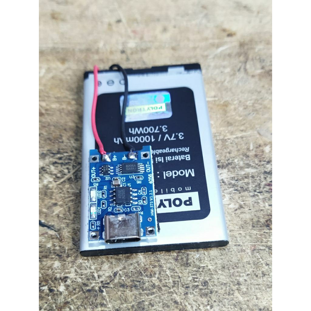 Baterai lampu layangan 3,7 volt & modul cas